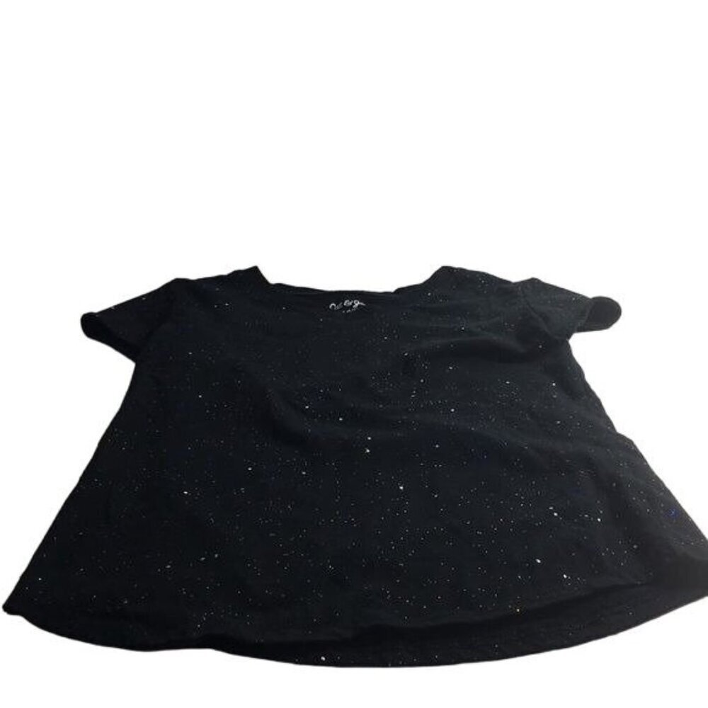 Cat & Jack Girls T-Shirt Short Sleeves Black with Sparkles Size S 6/6X